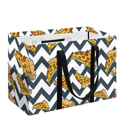 Zigzag Pizza Pattern Print Utility Tote Bag