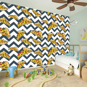 Zigzag Pizza Pattern Print Wall Sticker