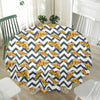 Zigzag Pizza Pattern Print Waterproof Round Tablecloth