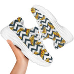 Zigzag Pizza Pattern Print White Chunky Shoes