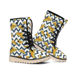 Zigzag Pizza Pattern Print Winter Boots