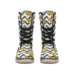 Zigzag Pizza Pattern Print Winter Boots