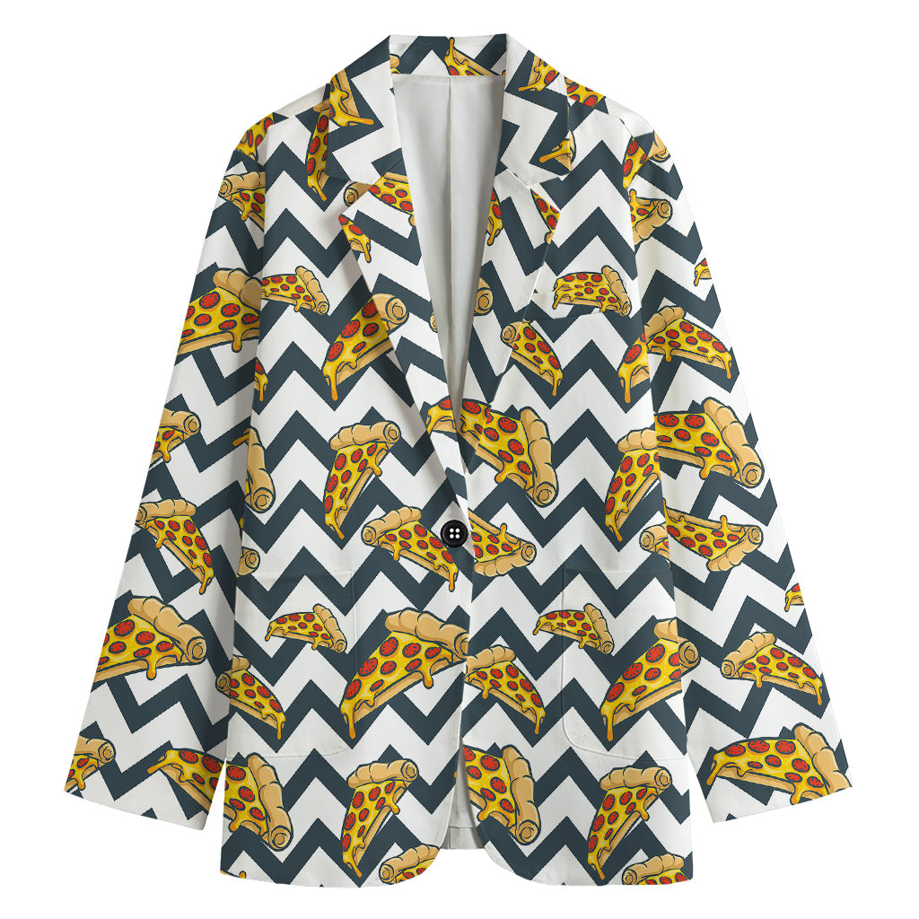 Zigzag Pizza Pattern Print Women's Blazer