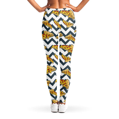Zigzag Pizza Pattern Print Women's Leggings