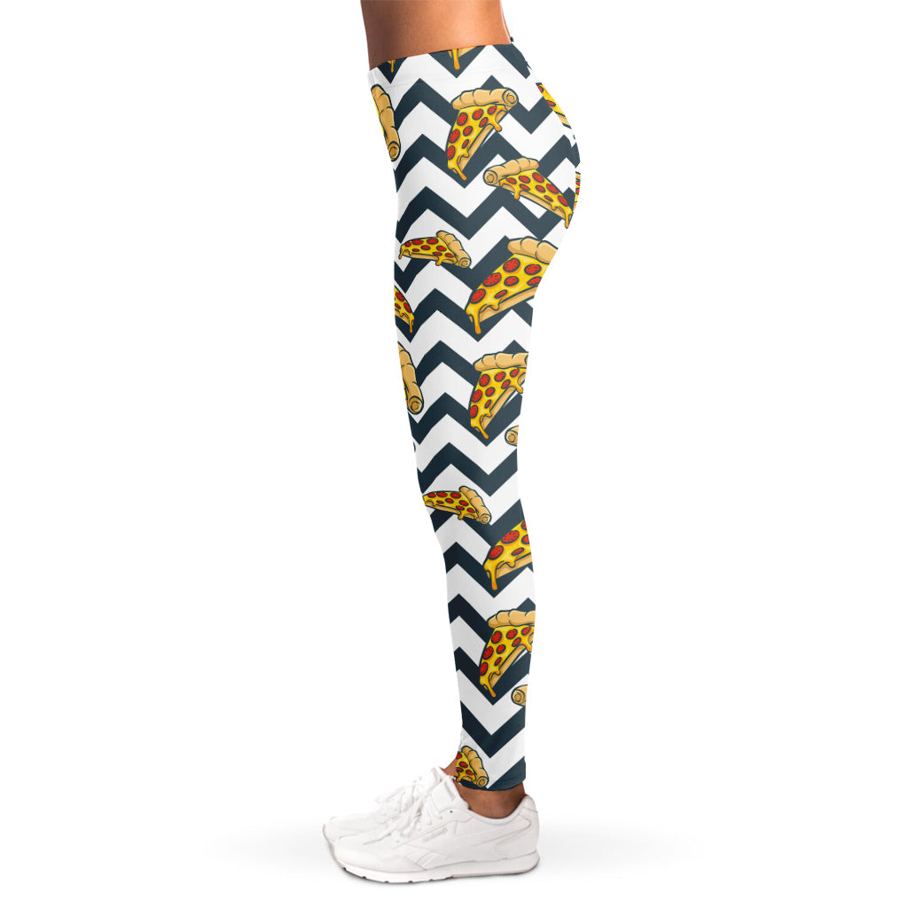 Zigzag Pizza Pattern Print Women's Leggings