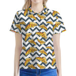 Zigzag Pizza Pattern Print Women's Polo Shirt