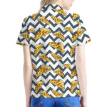 Zigzag Pizza Pattern Print Women's Polo Shirt