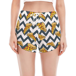 Zigzag Pizza Pattern Print Women's Split Running Shorts