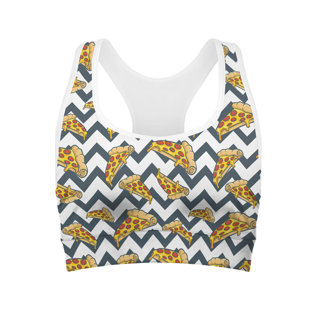 Zigzag Pizza Pattern Print Women's Sports Bra