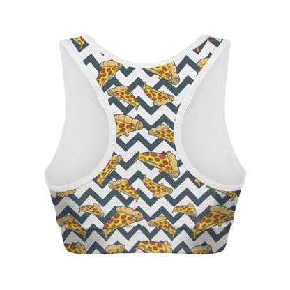 Zigzag Pizza Pattern Print Women's Sports Bra