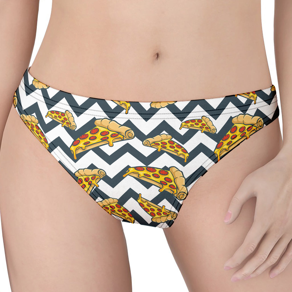 Zigzag Pizza Pattern Print Women's Thong