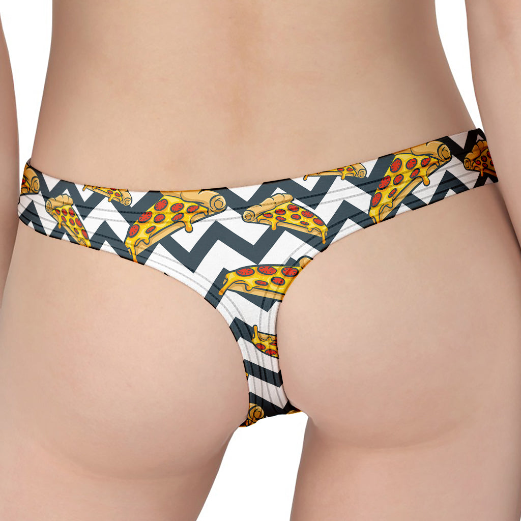 Zigzag Pizza Pattern Print Women's Thong