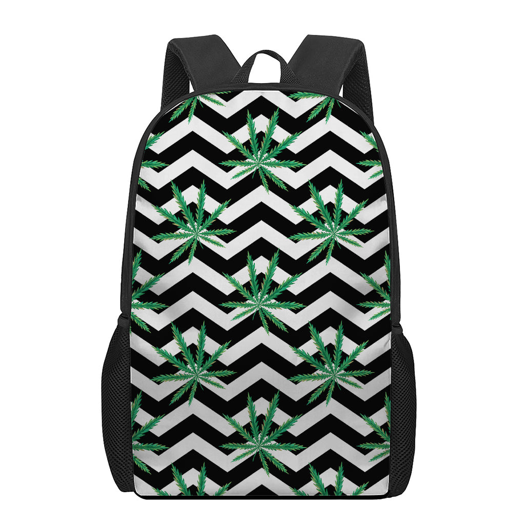 Zigzag Weed Pattern Print 17 Inch Backpack