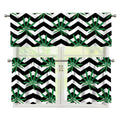 Zigzag Weed Pattern Print 3 Piece Kitchen Curtains