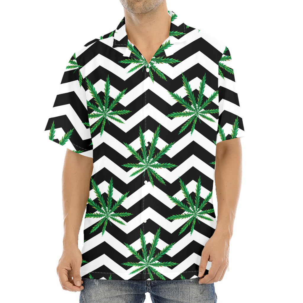 Zigzag Weed Pattern Print Aloha Shirt