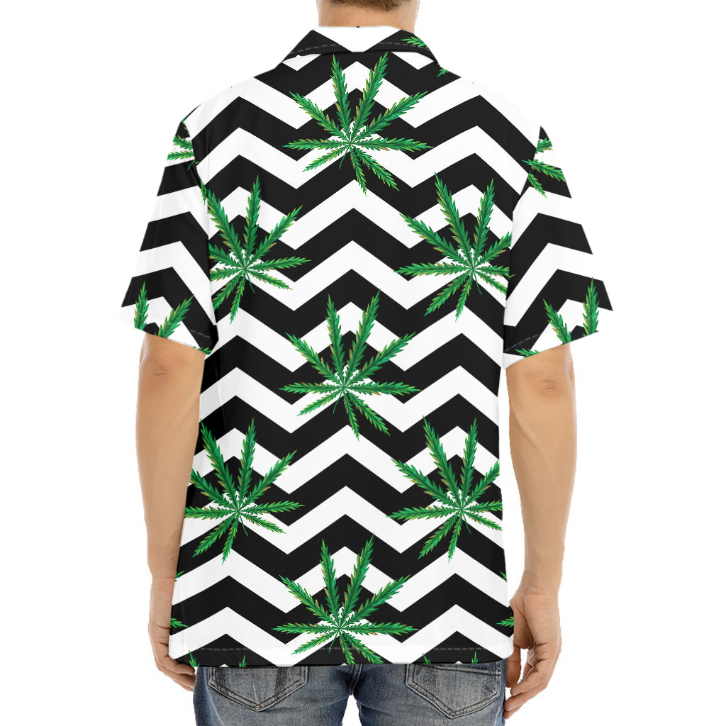 Zigzag Weed Pattern Print Aloha Shirt