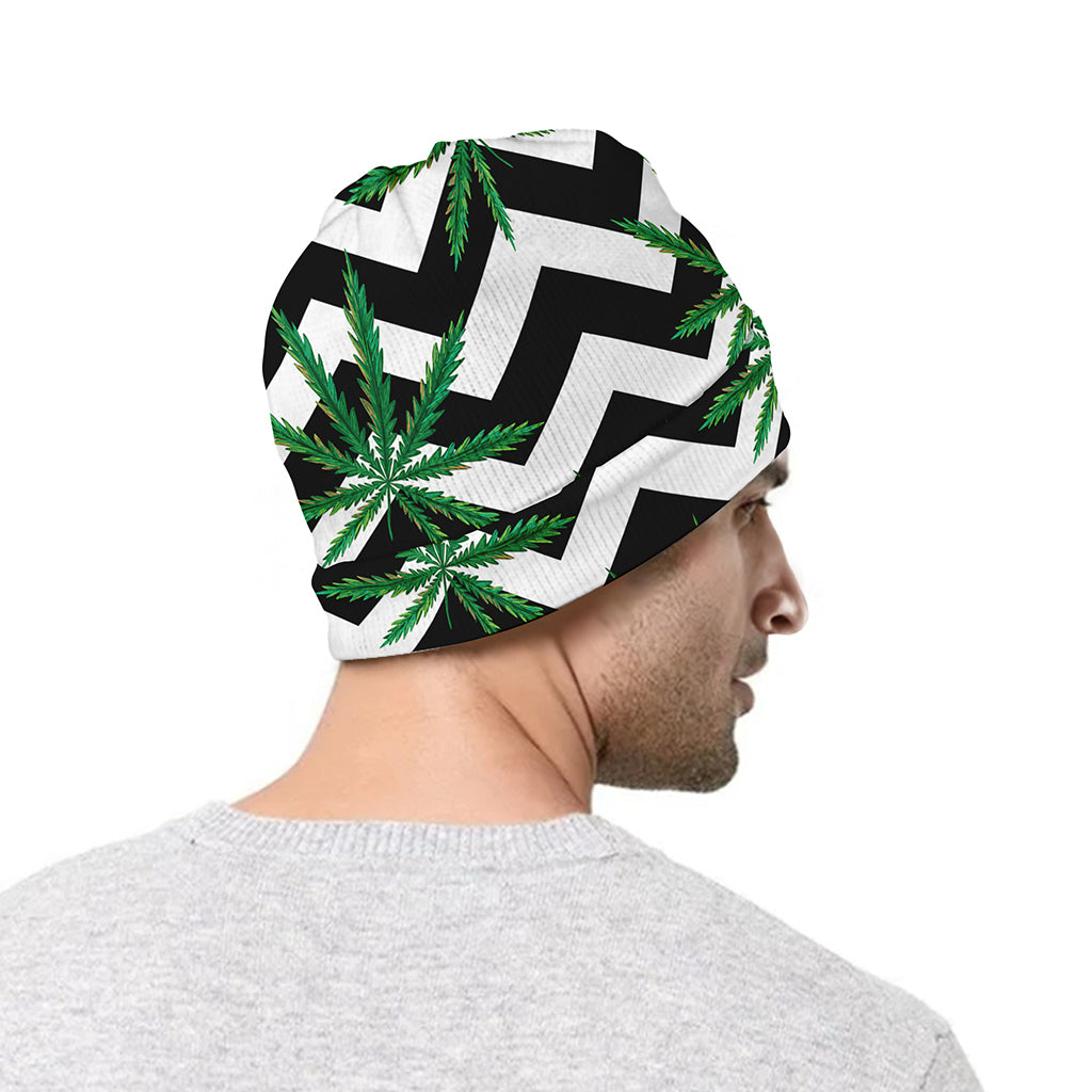 Zigzag Weed Pattern Print Beanie