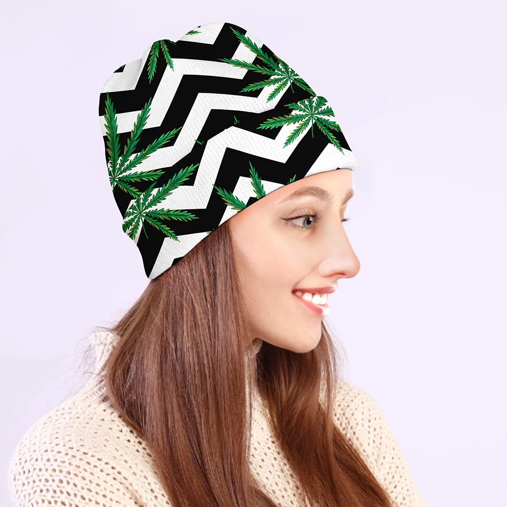 Zigzag Weed Pattern Print Beanie