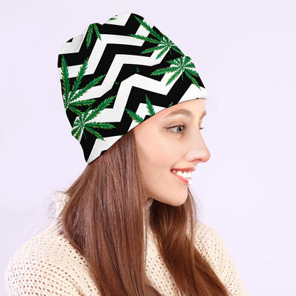 Zigzag Weed Pattern Print Beanie