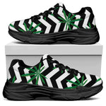 Zigzag Weed Pattern Print Black Chunky Shoes
