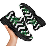 Zigzag Weed Pattern Print Black Chunky Shoes