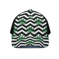 Zigzag Weed Pattern Print Black Mesh Trucker Hat