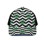 Zigzag Weed Pattern Print Black Mesh Trucker Cap