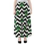 Zigzag Weed Pattern Print Chiffon Maxi Skirt