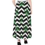 Zigzag Weed Pattern Print Chiffon Maxi Skirt