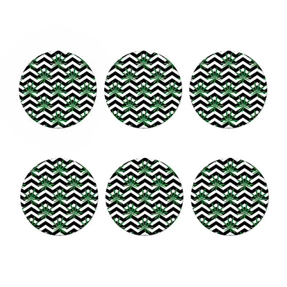 Zigzag Weed Pattern Print Coaster Set