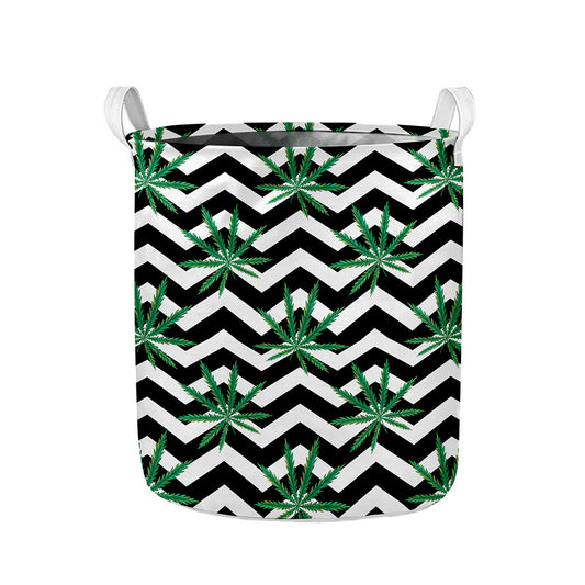 Zigzag Weed Pattern Print Collapsible Laundry Basket