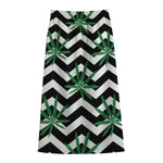 Zigzag Weed Pattern Print Cotton Front Slit Maxi Skirt