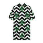 Zigzag Weed Pattern Print Cotton Hawaiian Shirt