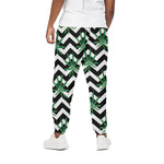 Zigzag Weed Pattern Print Cotton Pants