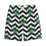 Zigzag Weed Pattern Print Cotton Shorts