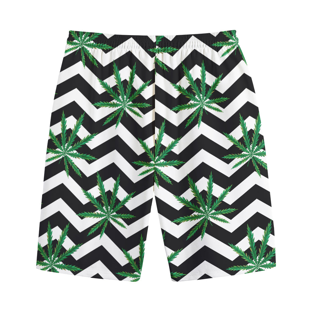 Zigzag Weed Pattern Print Cotton Shorts