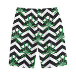 Zigzag Weed Pattern Print Cotton Shorts