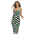 Zigzag Weed Pattern Print Cross Back Cami Dress