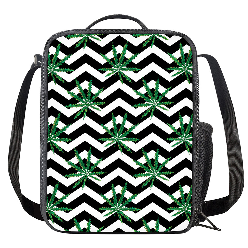 Zigzag Weed Pattern Print Crossbody Lunch Bag