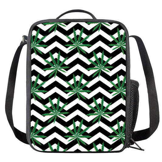Zigzag Weed Pattern Print Crossbody Lunch Bag