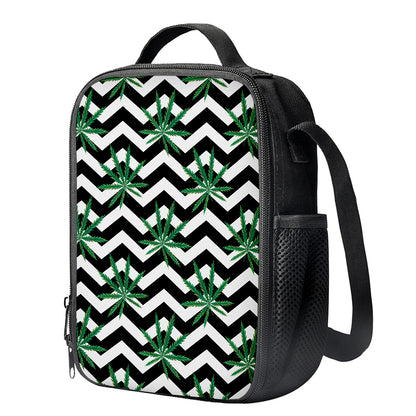 Zigzag Weed Pattern Print Crossbody Lunch Bag