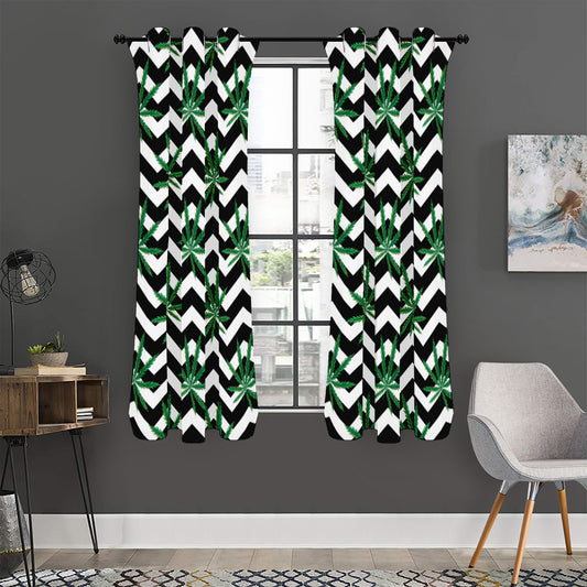 Zigzag Weed Pattern Print Curtain