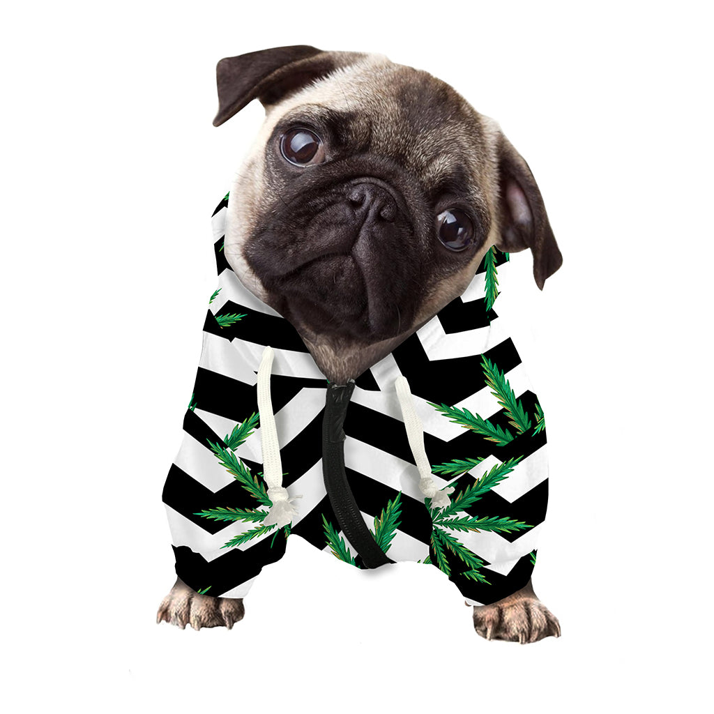 Zigzag Weed Pattern Print Dog Zip Up Hoodie