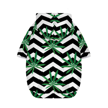 Zigzag Weed Pattern Print Dog Zip Up Hoodie
