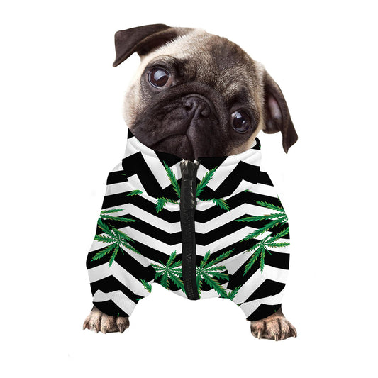 Zigzag Weed Pattern Print Dog Zip Up Jacket
