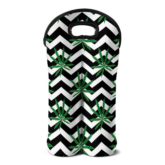 Zigzag Weed Pattern Print Double Neoprene Wine Tote