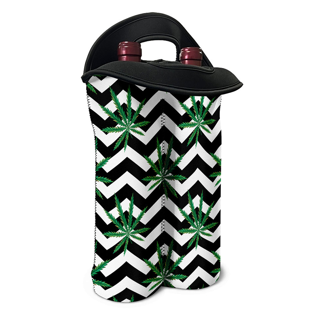 Zigzag Weed Pattern Print Double Neoprene Wine Tote