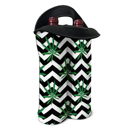Zigzag Weed Pattern Print Double Neoprene Wine Tote