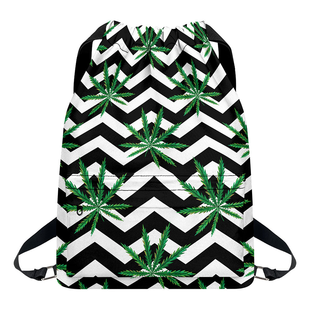 Zigzag Weed Pattern Print Drawstring Backpack