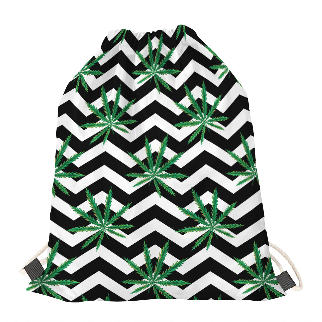 Zigzag Weed Pattern Print Drawstring Bag